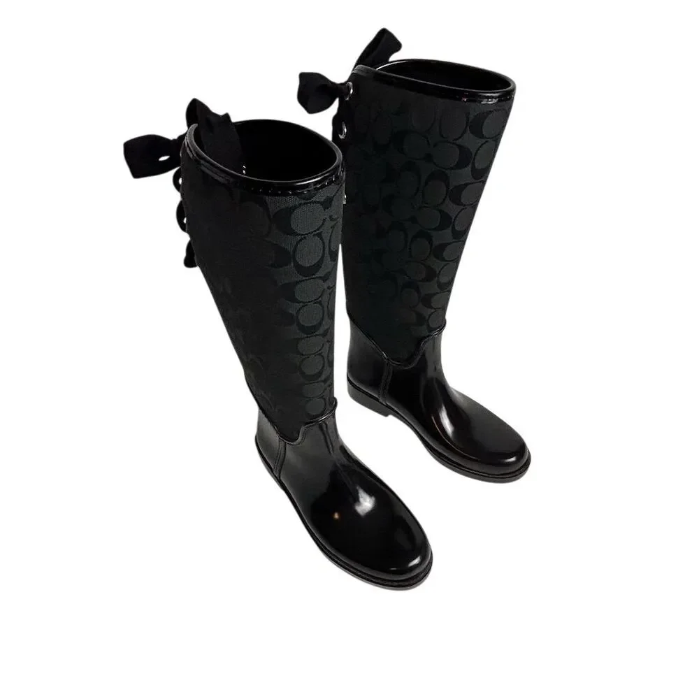 COACH Women's Tristee Black Lace-Up Rain Boots Size 7 - Picture 12 of 15